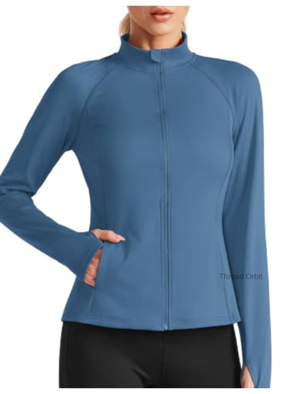 Women's Full Zip Athletic Running Jacket with Thumbholes & Pockets